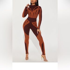 Fashion Nova Brown and Tan Knit Set